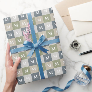 Papier Cadeau Monogramme moderne bloc géométrique de couleur