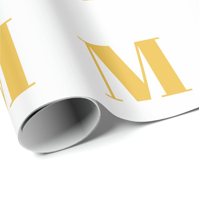 Papier Cadeau Monogramme Original Gold Golden White Nom personna (Coin rond)