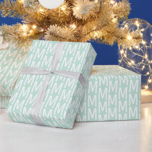 Papier Cadeau Monogramme personnalisé moderne à la menthe verte