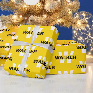 Papier Cadeau Monogramme personnalisé moderne Nom Gold Cadeau