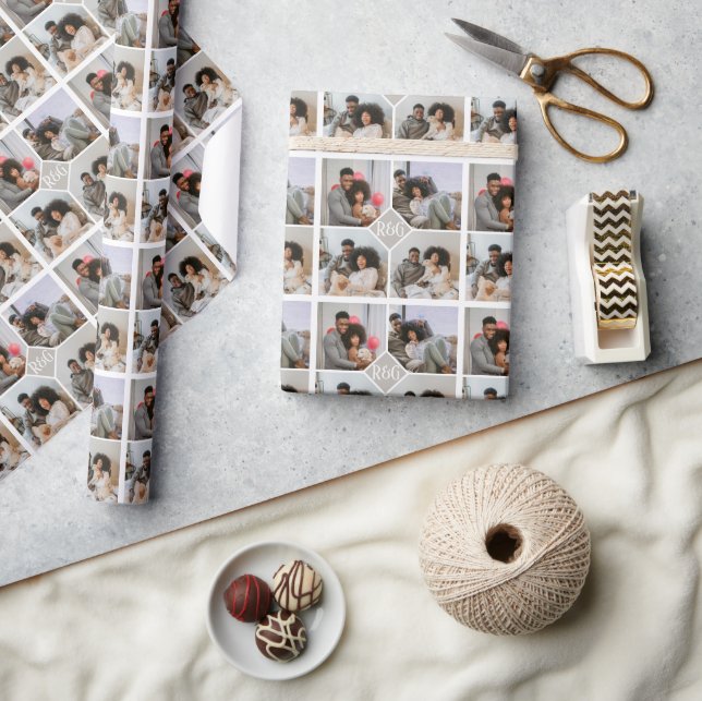 Papier Cadeau Monogramme photo personnalisé 4 (Artisanat)