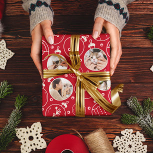 Papier Cadeau Monogramme photo personnalisée de l'ornement de ch