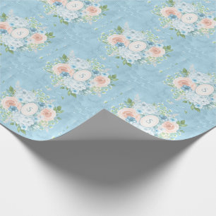 Papier Cadeau Monogramme rose rustique Floral Shabby Chic