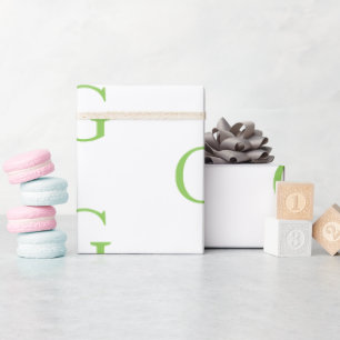 Papier Cadeau Monogramme Vert Citron et Blanc