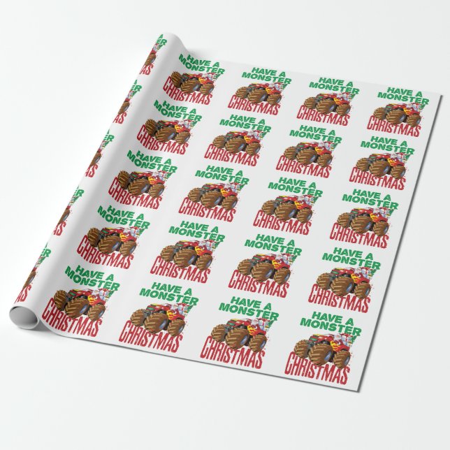 Papier Cadeau Monster Truck Noël Santa Claus Garçons Enfants (Déroulé)