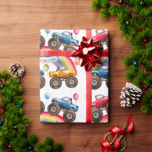 Papier Cadeau Monster Truck Rainbow Boy Anniversaire Bash
