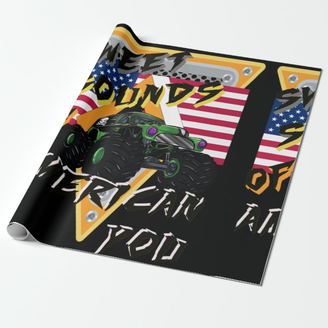 Papier Cadeau Monster Trucks All American Design (Déroulé)
