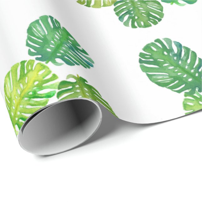 Papier cadeau Monstera Vert Jungle (Coin rond)