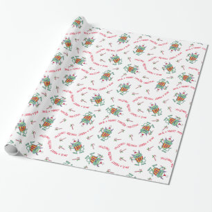 Papier Cadeau Monstre de Noël avec le cadeau