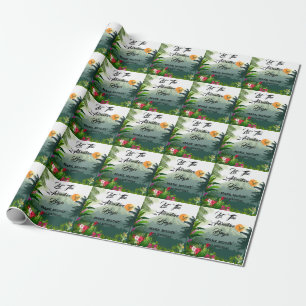 Papier Cadeau Montagne, forêt et coucher de soleil