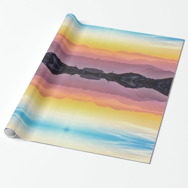 Papier Cadeau Montagnes au coucher du soleil, ciel au-dessus et  (Déroulé)