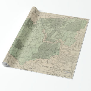 Papier Cadeau Montagnes blanches vintages New Hampshire Map
