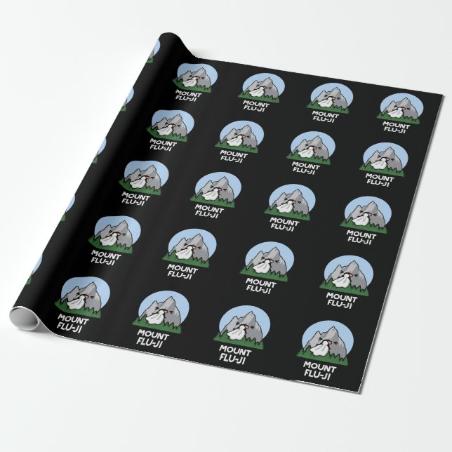 Papier Cadeau Monte Flu-ji Funny Mountain Pun Dark BG (Déroulé)