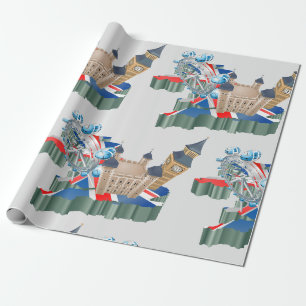 Papier Cadeau Monuments emblématiques de Londres Carte du Royaum