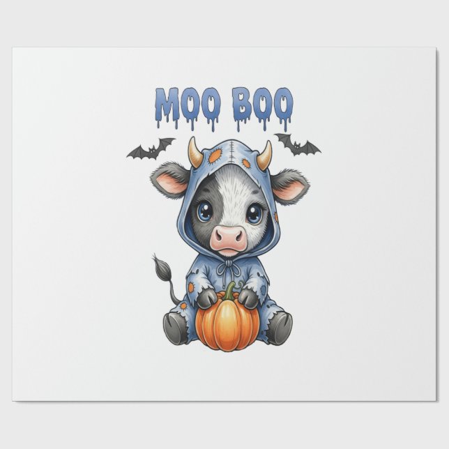 Papier Cadeau Moo Boo Halloween Cow (Plat)