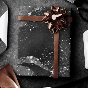 Papier Cadeau Moody Agate   Onyx Black Silver Vampy Goth Parties