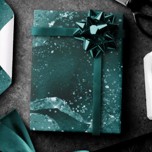Papier Cadeau Moody Agate   Turquoise Vert Malachite Riche Joyau