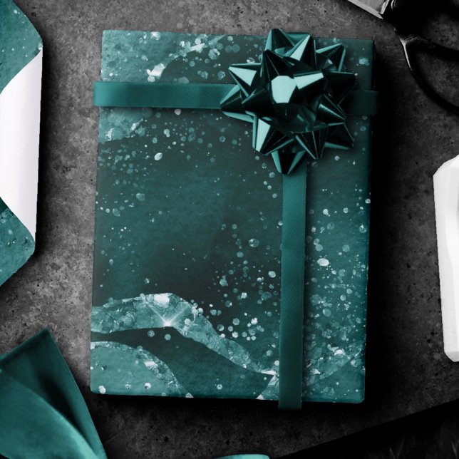Papier Cadeau Moody Agate | Turquoise Vert Malachite Riche Joyau (Créateur téléchargé)