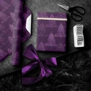 Papier Cadeau Moody Tree Motif   Noel profond pourpre de prune