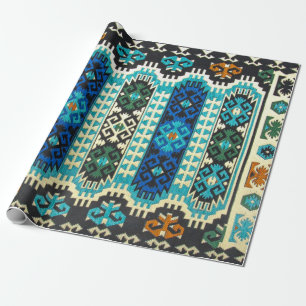 Papier Cadeau Moquette orientale turque persane bleu vert