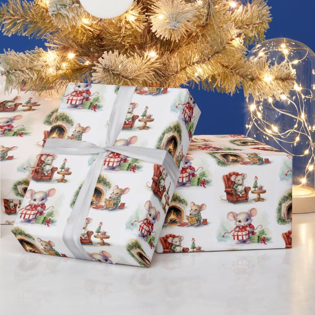 Papier Cadeau Morceau de Noël blanc (Vacances)