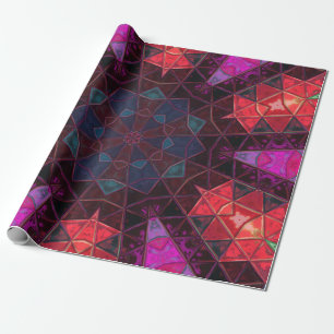 Papier Cadeau Mosaic Kaleidoscope Fleur violet et rose