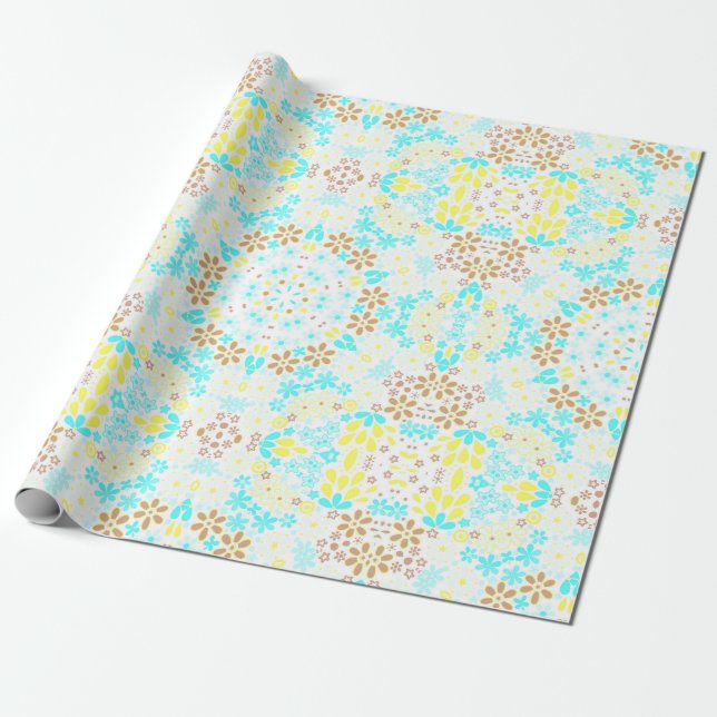Papier Cadeau Mosaïque Abstraite kaléidoscopique fleurs florales (Déroulé)