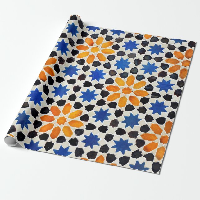 Papier Cadeau mosaïque arabe de carreaux de style marocain, déco (Déroulé)
