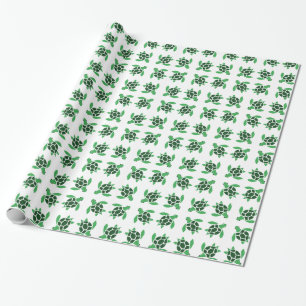 Papier Cadeau Mosaïque de tortue de mer en vert de jade
