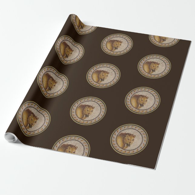 Papier Cadeau Mosaïque du lion romain (Déroulé)