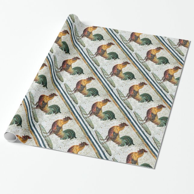 PAPIER CADEAU MOSAÏQUES ROMAINES ANTIQUE / ROOSTERS (Déroulé)