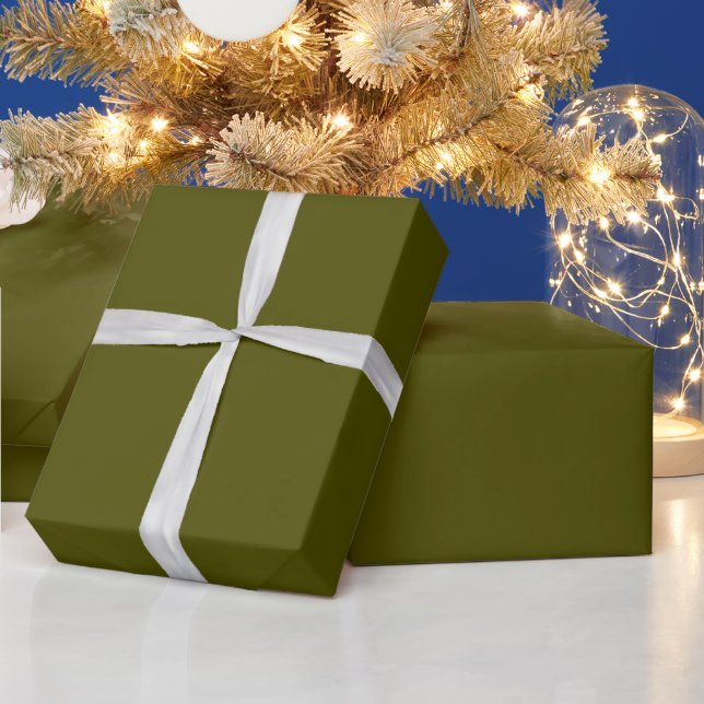Papier Cadeau Moss Olive Minimaliste Vert Plaine Couleur simple (Vacances)