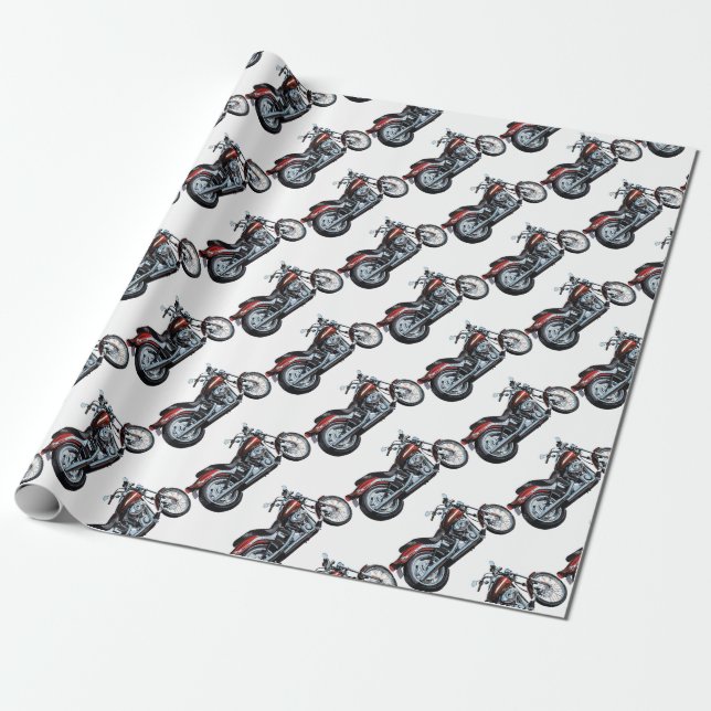 Papier Cadeau Motard de vélo de moto (Déroulé)