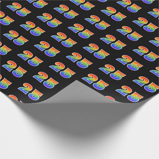 Papier Cadeau Motif "25" de spectre d'arc-en-ciel d'amusement (Coin)