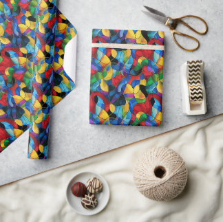 Papier Cadeau Motif 3D Abstrait Vibrant en verre de couleur