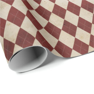 Papier Cadeau Motif à carreaux bourgeois rustique en bordeaux