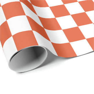 Papier Cadeau Motif à carreaux orange et blanc