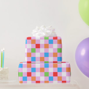 Papier Cadeau Motif à damiers coloré