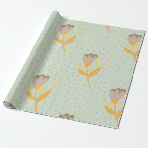 Papier Cadeau Motif à doodle fleur folk sans soudure. Main d