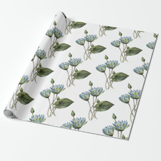 Papier Cadeau Motif à fleurs de Lotus bleu