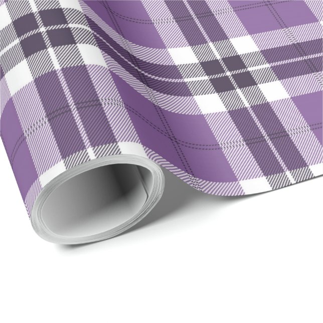 Papier Cadeau Motif à la mode écossais pourpre de plaid de (Coin rond)