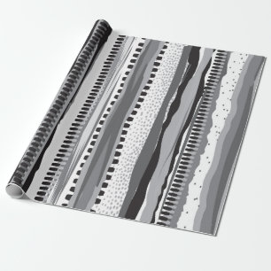 Papier Cadeau Motif à main en noir et blanc