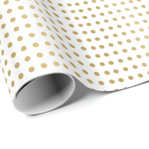 Papier Cadeau Motif À petits pois d'or et blanc