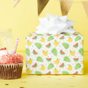 Papier Cadeau Motif à point de polka de fruits tropicaux