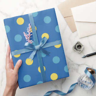 Papier Cadeau Motif à points bleu et jaune moderne