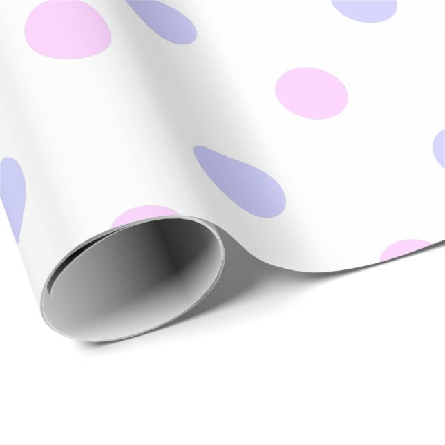 Papier Cadeau Motif à points Polka - rose pâle et violet pâle (Coin rond)