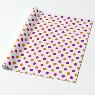 Papier Cadeau Motif à pois orange violet blanc