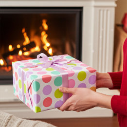 Papier Cadeau Motif à pois pastel doux