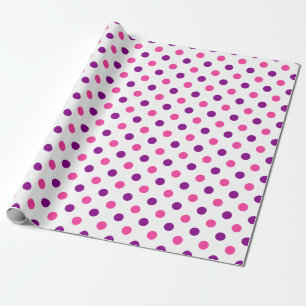 Papier Cadeau Motif à pois rose violet blanc