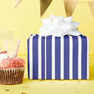 Papier Cadeau Motif à rayures bleu et blanc marine